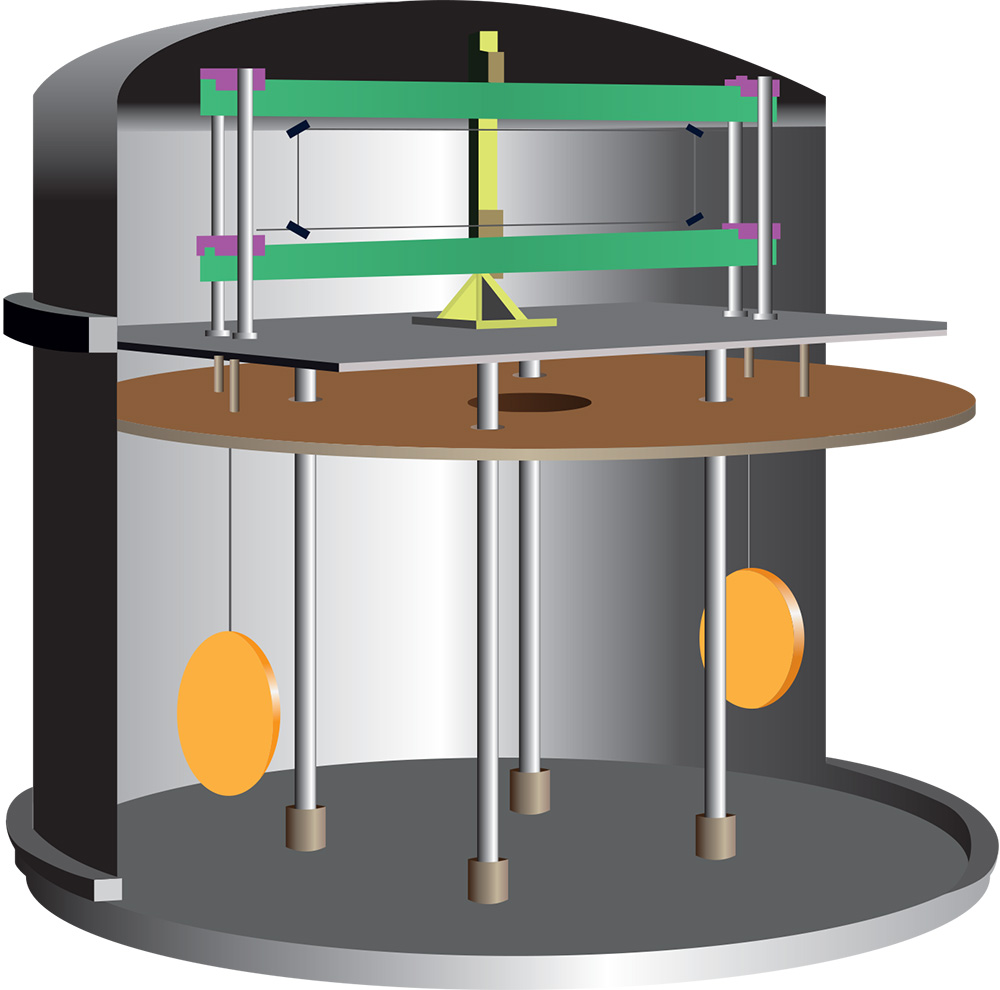 Schema della bilancia dell’esperimento Archimedes