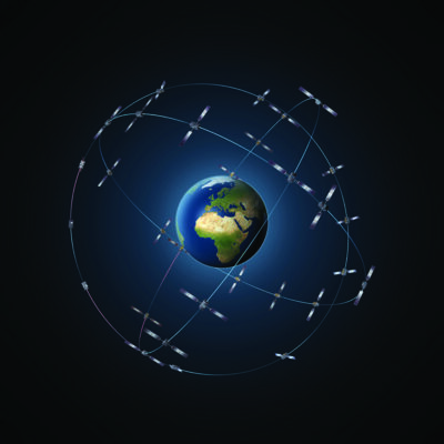 Rappresentazione grafica della costellazione di satelliti Galileo (ESA).