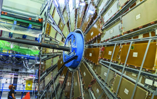 Particolare del rivelatore ATLAS, uno dei grandi esperimenti al Large Hadron Collider del Cern di Ginevra.