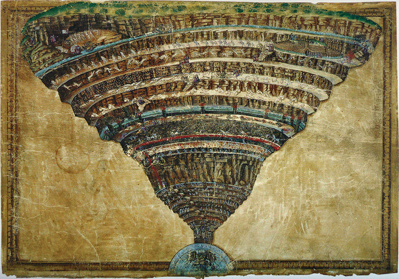 La voragine infernale di Sandro Botticelli (ca. 1481-1488)